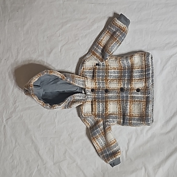 baby b'gosh Baby 3 Month Brown Plaid 2 Pockets Hooded Lined Button Front Jacket - Picture 2 of 14